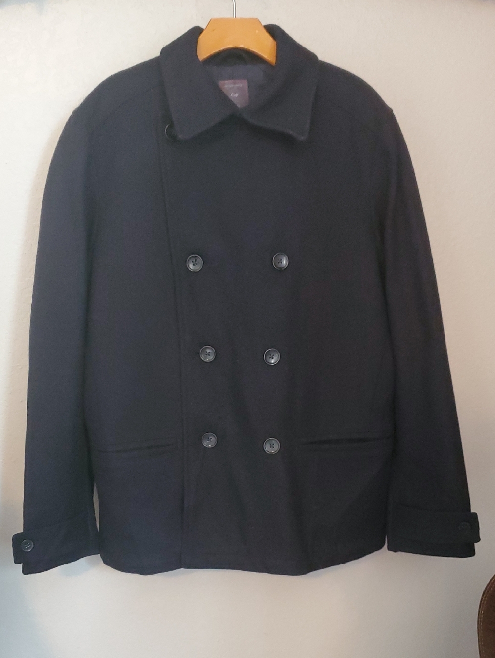 GAP Men's Double-Breasted Dark Navy Peacoat